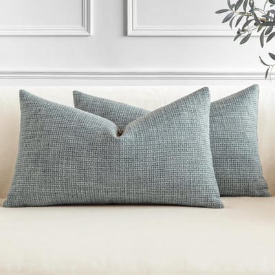 OTOSTAR Set van 2 kussenslopen 40 x 60 cm, linnen donkergrijs, boerderij, decoratieve, effen kussenslopen, 40 x 60 cm, lumbale kussensloop voor woondecoratie, bank, bed (donkergrijs)