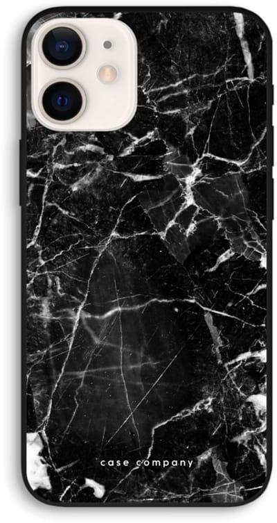 Case Company® - Hoesje geschikt voor iPhone 12 hoesje - Zwart Marmer - Biologisch Afbreekbaar Telefoonhoesje - Bescherming alle Kanten en Schermrand