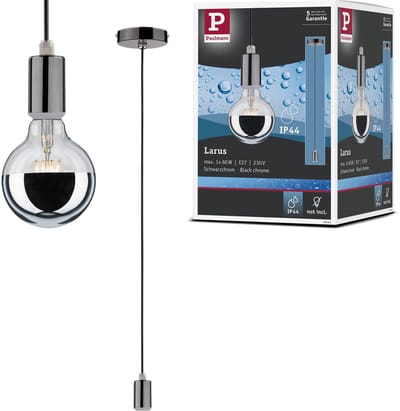 Hanglamp Larus IP44 E27 max. 60W Black chroom dimbaar