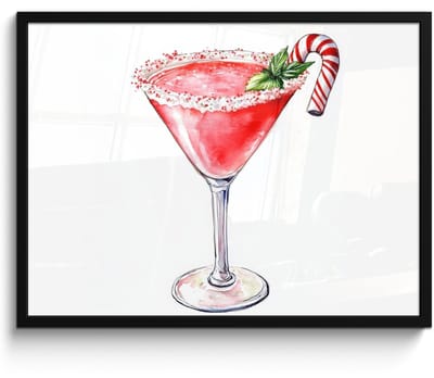 Poster in lijst - Fotolijst 70x50 cm - Posters - Cocktail - Drank - Winter - Kunst - Posterlijst zwart - Decoratie - Wanddecoratie woonkamer - Muurdecoratie slaapkamer