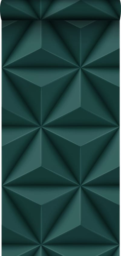 Origin Wallcoverings eco-texture vliesbehang grafisch 3D motief petrolblauw - 347817 - 0,53 x 10,05 m