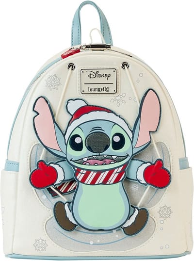 glitterrugzak voor meisjes Loungefly Loungefly Disney Stitch Holiday Snow Angel