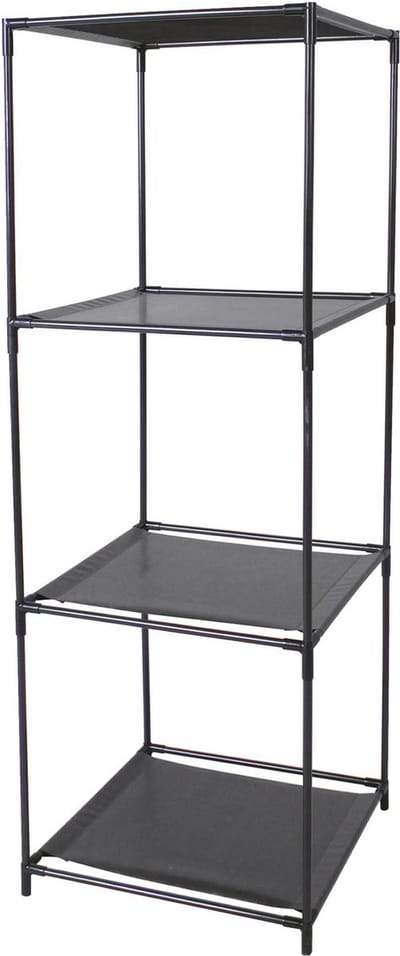 Urban Living Opbergrek 3-laags - metaal - kunststof - zwart - 34 x 104 cm - voor opbergmanden