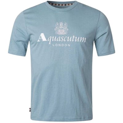 Aquascutum Heren Actief Groot Logo T-Shirt (Blauw)