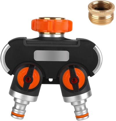 Dailygoods- Waterverdeler 2-weg - Aansluiting voor 2 apparaten - Regelbare uitgangen - Adapter voor tuinirrigatie - Duurzaam en gezond - Individuele waterstroominstelling - Tuinverdeler