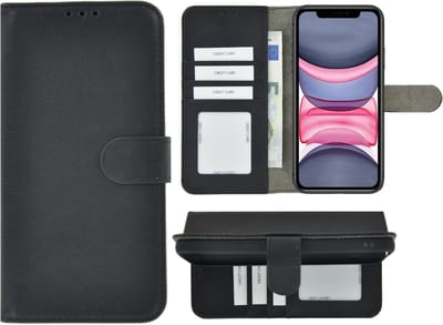 Geschikt voor iphone 11 Hoes Pearlycase.. Cover Wallet Book Case - PU Leder - Zwart