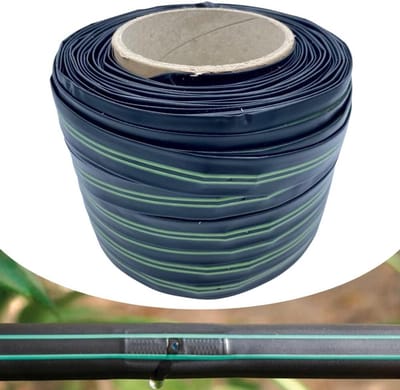 Druppelslang - Irrislang plat - Planten water geven - Zelfreinigende druppelaar - 100 meter - Zwart groen
