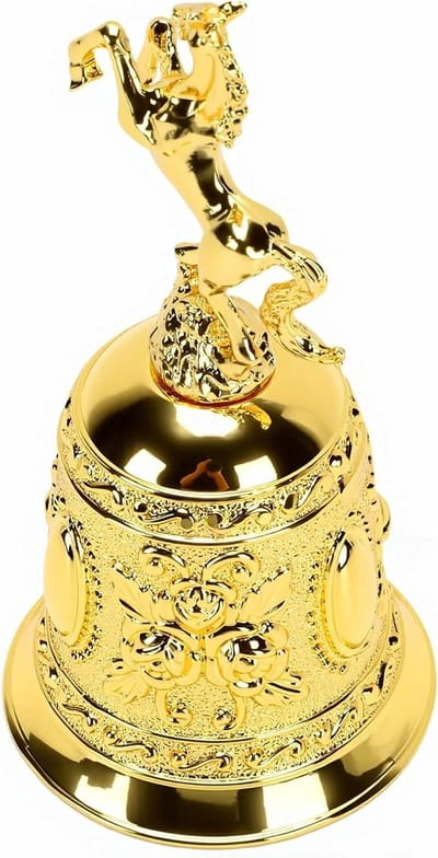 Decoratieve Handbel - Dinerbel Zinklegering - Ruimte Decoratie - Rozenpatroon Paardenvorm - 1 stuk - Goud Roze