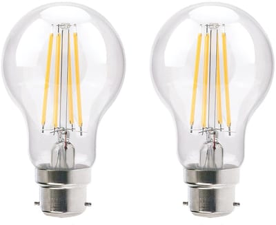 VITO LED Filament Lamp A60 B22 - 8W (vervangt 75W) - 1000lm - 2700K - Ø64mm - 220-240V - Energiezuinig - 2 stuks