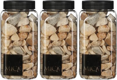 Mica Decorations decoratie stenen - 3x - 650ml - lichtbruin mix - hobby steentjes - sier stenen