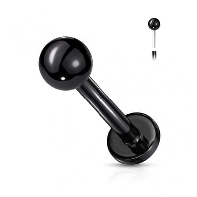 Piercing rond basis - push in - 0.8x8x2 mm - zwart - LMPiercings