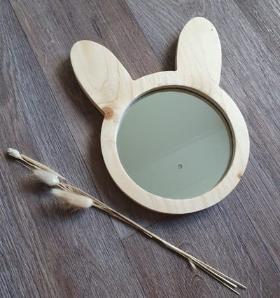 Konijnen spiegel - Groot - Konijn - Wandspiegel - Kinderkamer - Babykamer - Konijnenspiegel - Decoratie - Dierenkop