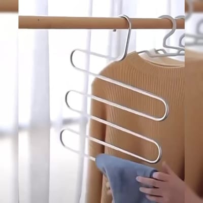 Meerlaagse RVS Broekenhanger met S-haak Kledingkast Organizer, Antislip Opbergruimte, Huishoudelijke Keuken Droog Artefact