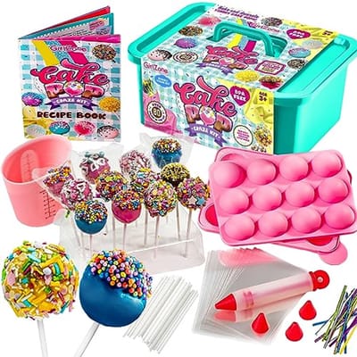 GirlZone Cake Pop Kit - Multicolor Silicone, 1-Cup Capacity - Cake Pop Maker & Decorating Set for Kids Age 10-12 - Kids Baking Kit