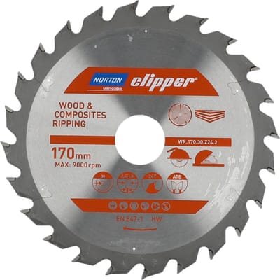 Norton Clipper Hout en Composiet - Zaagblad ATB Ripping - 170mm - 24 tanden - Voor Cirkelzagen en Afkortzagen
