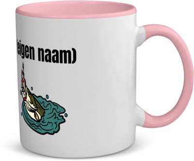 Akyol - vis met eigen naam koffiemok - theemok - roze - Vis - vissen liefhebbers - iemand die houdt van vissen - verjaardag - cadeau - kado - geschenk - 350 ML inhoud