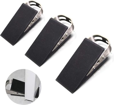 Deurstopper – deurstopper buiten – deurstoppers voor binnen - deurbuffer - deurvastzetter - Raamstopper – Rubber Spie – RVS – Set 3 – Extra grip