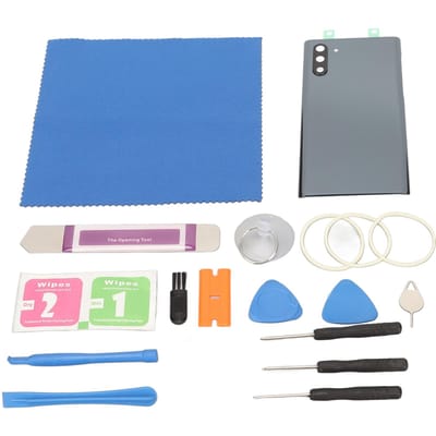 Vervangingsset achterkant glas voor Samsung Galaxy Note 10 N970 Waterdichte glazen achterkant met camera glas lens tape zwart