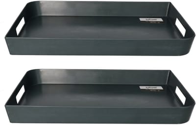 5Five Dienblad - 2x stuks - antraciet - 44 x 29 cm - rechthoekig - met handvaten - serveerblad