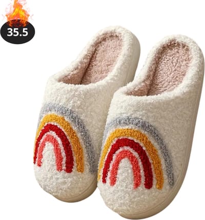 Nivard Warme Pantoffels - Sloffen - Slippers - Dames - Heren - Pluche - Maat 35.5 - Regenboog