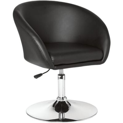 Ervesto SPM2.157 Relaxfauteuil - Loungefauteuil - Kunstleer Zwart - Draaifauteuil Met Tulpvoet - Verstelbare Zithoogte 44-56 Cm - Belastbaar Tot 120 Kg - Eetkamerstoel En Clubfauteuil