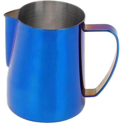 Pichet à café 600 ml en acier inoxydable titanisé Tasse à mousser le lait Verseur pour Latte ArtColoré bleu