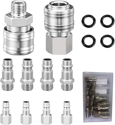 Persluchtkoppelingen Set van 10 - 1/4 inch Snelaansluitingen voor Pneumatisch Gereedschap