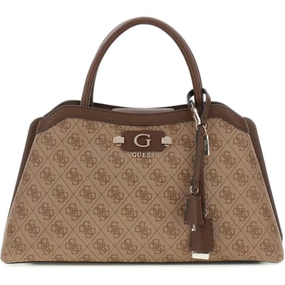 GUESS schoudertas handtas Lindsey Girlfriend Satchel Latte Logo bruine