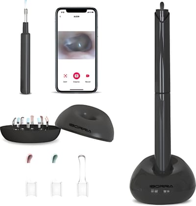 IBORRIA Oorreiniger met Camera – Ear Cleaner – Oorsmeerverwijderaar – Oren Schoonmaken – Otoscoop – Endoscoop – Earscratcher – Oorlepel – Ultra HD Camera - Zwart