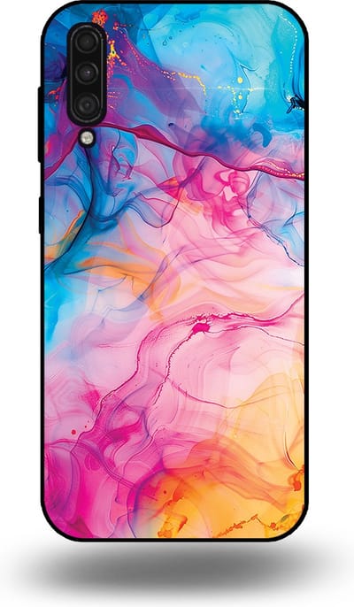 Smartphonica Telefoonhoesje Geschikt voor Samsung Galaxy A50s met Regenboog Acryl Marmer Opdruk - TPU Backcover Case Rainbow Acrylic Marble Design geschikt voor Samsung Galaxy A50s
