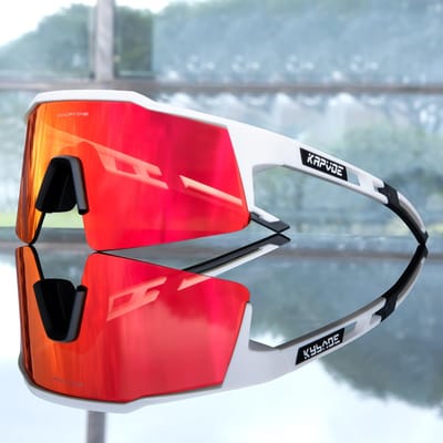 Kapvoe UV400 Fietsbril MTB Fietsbril voor Mannen Vrouwen Buiten Sport Brillen 1LENS red