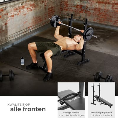 tectake® Multifunctionele Halterbank - Trainingsbank, Verstelbaar en opklapbaar met Halterrek