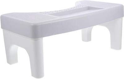 Toiletkrukje - Hurkstoel Voetenbank - Verbeterde Stabiliteit - Antislip Ontwerp - 40 x 21 x 17 cm - Grijs en Wit