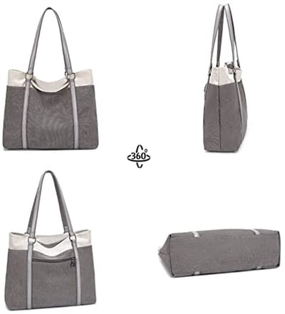 Grote canvas schoudertas voor dames - Elegante shopper voor kantoor en school - Roze