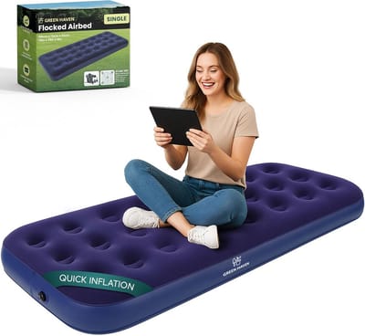 Comfortabel Eenpersoons Luchtbed - Snel Opblaasbaar & Waterdicht - Ideaal als Campingmatras voor Volwassenen en Kinderen