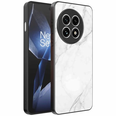 Geschikt voor OnePlus 13R Telefoonhoesje met Wit Marmer Opdruk - TPU Backcover Case White Marble Design - Zwart - Smartphonica geschikt voor OnePlus 13R