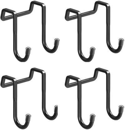 4 Stuks Deurhaak RVS - Dubbele Deurhaak - Ophanghaken - Deurhaak - Ophanghaak - Kapstok - Badkamer haak - Keuken Haak - Jashaak - Kapstokken - Deurhaken over Deur - Deur Haken - Kapstokhaak - Voor keuken, badkamer, hal en slaapkamer - Zwart