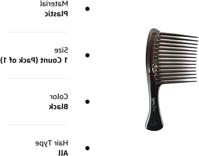 Kam Set - Hark Kam - Haar Ontklitten - Extra Lange Brede Tanden - 12 Stuks - Bot Zwart