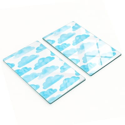 Glazen snijplanken voor in de keuken met decoratieve wolkjes, 2x30x52 cm