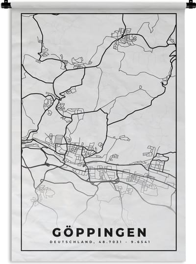 Wandkleed - Wanddoek - Kaart - Göppingen - Plattegrond - Stadskaart - 120x180 cm - Wandtapijt