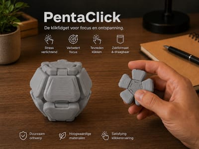 Skushy 2x PentaClick Grijs – Premium Focus Fidget voor Bureau & Onderweg – Compact Desk Gadget – Klikbare Hand Fidget – Modern Pocket Design