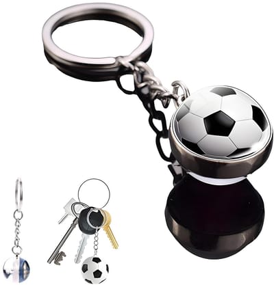 Dailygoods- Voetbalsleutelhanger Lichtgevend - Sportbal Sleutelhanger - Cadeau voor Voetballiefhebbers - Uniek Ontwerp - Zilver - Veelzijdig Gebruik