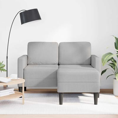 vidaXL - 2-zitsbank - met - chaise - L-vormige - wolk - 125 - cm - stof - grijs