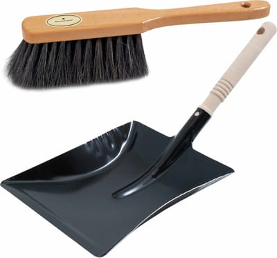 Sorex Luxe stoffer en blik - bruin/zwart - van metaal en hout - voor binnen - Zachte stoffers