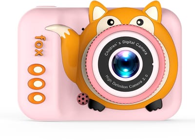 Rolipo Schattige Vos Kindercamera Roze - 20MP Dubbele Camera, HD Foto & Video, Filters en Spelletjes, Silicone Beschermhoes, Herlaadbaar Speelgoedcamera voor Kinderen 3‑12 Jaar, Cadeau voor Meisjes