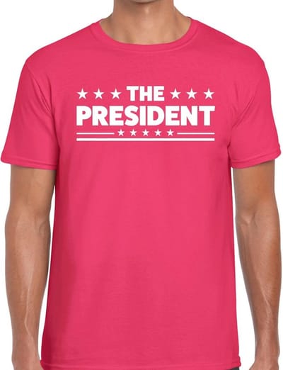 The President tekst t-shirt - roze - voor heren - carnaval - leiding - baas - cadeau - leider S
