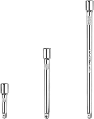 3-delige 3/8 inch verlengset, 75/150/250 mm, geschikt voor ratelsleutels en impact schroevendraaiers