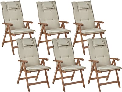 AMANTEA - Tuinstoel set van 6 - Taupe - Acaciahout