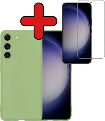 Hoesje - Met Screenprotector - Geschikt voor Samsung Galaxy S23 - Sterk & Shockproof - Telefoon Hoes - Back Cover - Siliconen Case - Telefoonhoes - Groen