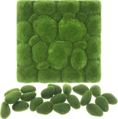 Kunstmos Decoratie - Nep Gras Stenen - Tuin Terrarium - Zacht Weelderig Uiterlijk - 30x30cm Gras - Groen